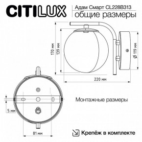 Бра Citilux Адам Смарт CL228B313 в Краснокамске - krasnokamsk.ok-mebel.com | фото 8