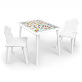 Детский комплект стол и два стула Облачко Rolti Baby с накладкой Алфавит (белая столешница/белое сиденье/белые ножки) в Краснокамске - krasnokamsk.ok-mebel.com | фото