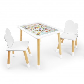 Детский комплект стол и два стула Облачко Rolti Baby с накладкой Алфавит (белая столешница/белое сиденье/береза ножки) в Краснокамске - krasnokamsk.ok-mebel.com | фото