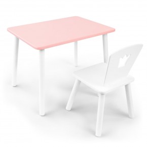 Детский комплект стол и стул «Корона» Rolti Baby (розовый/белый, массив березы/мдф) в Краснокамске - krasnokamsk.ok-mebel.com | фото