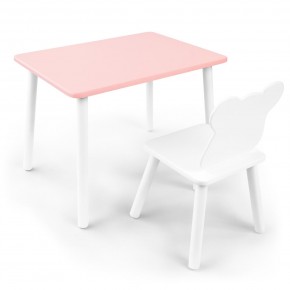 Детский комплект стол и стул «Мишка» Rolti Baby (розовый/белый, массив березы/мдф) в Краснокамске - krasnokamsk.ok-mebel.com | фото