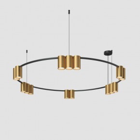 DK4067-BK+SG Подвесной светильник ORBIT, IP20, 15xGU10 LED, до 15 Вт, черный + сатинированное золото, алюминий в Краснокамске - krasnokamsk.ok-mebel.com | фото
