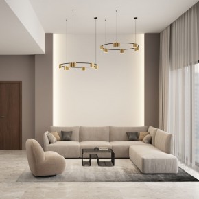 DK4067-BK+SG Подвесной светильник ORBIT, IP20, 15xGU10 LED, до 15 Вт, черный + сатинированное золото, алюминий в Краснокамске - krasnokamsk.ok-mebel.com | фото 4