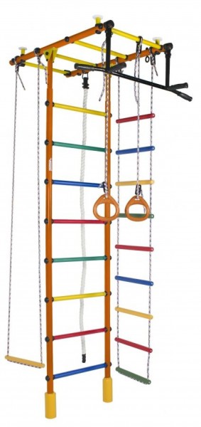 ДСК Атлант оранжевый радуга: турник, кольца, канат, трапеция, веревочная лестница в Краснокамске - krasnokamsk.ok-mebel.com | фото