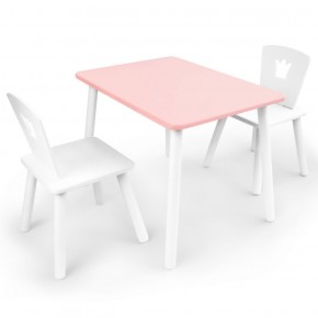 Комплект детской мебели стол и два стула Корона  (Розовый/Белый/Белый) в Краснокамске - krasnokamsk.ok-mebel.com | фото