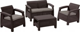 Комплект мебели Корфу сет (Corfu set) коричневый - серо-бежевый * в Краснокамске - krasnokamsk.ok-mebel.com | фото 1