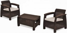 Комплект мебели Корфу Уикенд (Corfu Weekend) коричневый - серо-бежевый * в Краснокамске - krasnokamsk.ok-mebel.com | фото 1