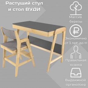 Комплект растущий стол и стул с чехлом 38 попугаев «Вуди» (Серый, Без покрытия, Серый) в Краснокамске - krasnokamsk.ok-mebel.com | фото