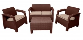 Комплект уличной мебели Yalta Premium Terrace Set (Ялта) шоколадый (+подушки под спину) в Краснокамске - krasnokamsk.ok-mebel.com | фото