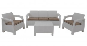Комплект уличной мебели Yalta Premium Terrace Triple Set (Ялта) белый (+подушки под спину) в Краснокамске - krasnokamsk.ok-mebel.com | фото