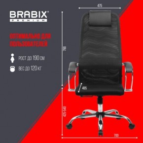 Кресло BRABIX PREMIUM "Ultimate EX-800" хром, плотная двойная сетка Х2, черное, 532911 в Краснокамске - krasnokamsk.ok-mebel.com | фото 6