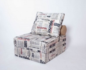 Кресло-кровать-пуф бескаркасное Прайм (Газета) в Краснокамске - krasnokamsk.ok-mebel.com | фото