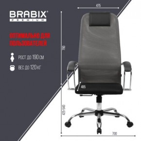 Кресло офисное BRABIX PREMIUM "Ultimate EX-800" хром, плотная двойная сетка Х2, черное/серое, 532912 в Краснокамске - krasnokamsk.ok-mebel.com | фото 3