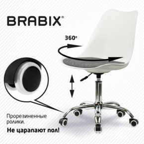 Кресло стул BRABIX "Eames MG-310 CH", хром, пластик белый, ткань серая, 532924 в Краснокамске - krasnokamsk.ok-mebel.com | фото 7