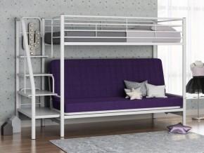 Кровать двухъярусная с диваном "Мадлен-3" (Белый/Фиолетовы) в Краснокамске - krasnokamsk.ok-mebel.com | фото