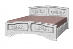 ЕЛЕНА Кровать из массива 1600 (Белый жемчуг) с 2-мя ящиками в Краснокамске - krasnokamsk.ok-mebel.com | фото