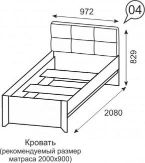 Кровать одинарная 900 Твист 04 в Краснокамске - krasnokamsk.ok-mebel.com | фото 2
