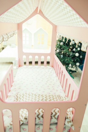 Кровать-домик без ящика 800*1600 (Розовый) в Краснокамске - krasnokamsk.ok-mebel.com | фото 3