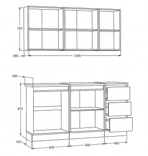 Кухня Хилтон 1.6 м (Белый текстурный/Дуб Вотан) в Краснокамске - krasnokamsk.ok-mebel.com | фото 3