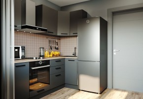 Кухня угловая Антрацит 2200х1000 (Стол. 38мм) в Краснокамске - krasnokamsk.ok-mebel.com | фото
