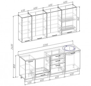 Кухонный гарнитур Капри 2200 h950 (Стол. 38мм) в Краснокамске - krasnokamsk.ok-mebel.com | фото 2