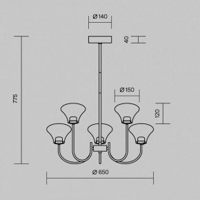 Люстра на штанге Maytoni Dynasty MOD402PL-L20BS3K в Краснокамске - krasnokamsk.ok-mebel.com | фото 6