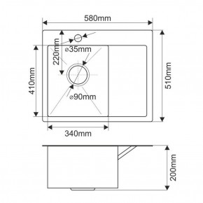 Мойка HD5851L MELANA ProfLine 3,0/200 САТИН врезная прямоугольная с коландером HD5851L в Краснокамске - krasnokamsk.ok-mebel.com | фото 2