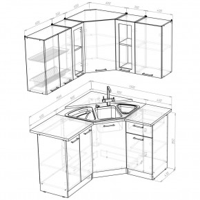 ОЛЬГА Кухонный гарнитур Оптима 2 (1500*1300 мм) в Краснокамске - krasnokamsk.ok-mebel.com | фото 2