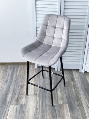 Полубарный стул ХОФМАН, цвет H-09 Светло-серый, велюр / черный каркас H=63cm М-City в Краснокамске - krasnokamsk.ok-mebel.com | фото 4