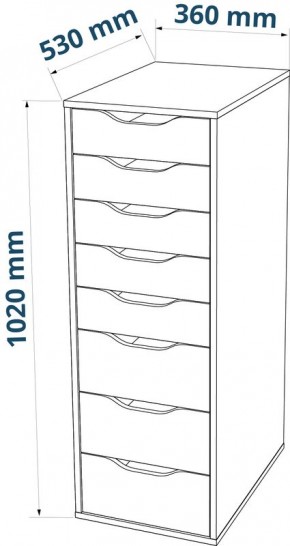 S01415 Ингар 8 комод 36x102x53, серо-бирюзовый в Краснокамске - krasnokamsk.ok-mebel.com | фото