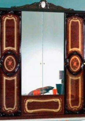 Шкаф 4-х дверный с зеркалами (01.144) Роза (могано) в Краснокамске - krasnokamsk.ok-mebel.com | фото