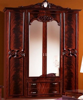 Шкаф 4-х дверный с зеркалами (03.144) Ольга (могано) в Краснокамске - krasnokamsk.ok-mebel.com | фото