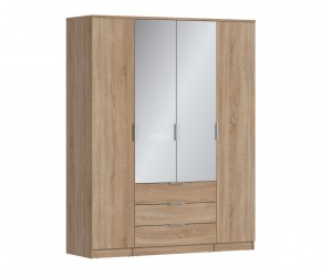 Шкаф 4х дверный с зеркалами Николь СБ-2595/1 (Дуб Сонома) в Краснокамске - krasnokamsk.ok-mebel.com | фото