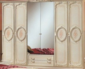 Шкаф 6-и дверный с зеркалами (01.146) Роза (беж) в Краснокамске - krasnokamsk.ok-mebel.com | фото