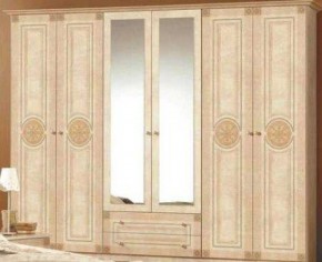 Шкаф 6-и дверный с зеркалами (02.146) Рома (беж) в Краснокамске - krasnokamsk.ok-mebel.com | фото