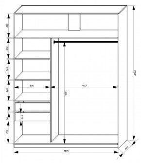 Шкаф-купе 1800 серии SOFT D1+D3+B2+PL1 (2 ящика+1штанга) профиль «Графит» в Краснокамске - krasnokamsk.ok-mebel.com | фото 3