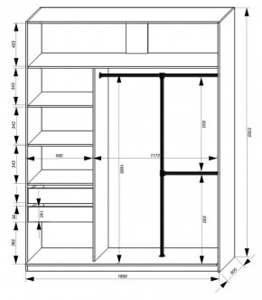 Шкаф-купе 1800 серии SOFT D8+D2+B2+PL4 (2 ящика+F обр.штанга) профиль «Графит» в Краснокамске - krasnokamsk.ok-mebel.com | фото 3