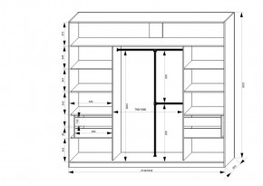 Шкаф-купе 2150 серии NEW CLASSIC K4+K4+K4+B22+PL4(по 2 ящика лев/прав+F обр.штанга) профиль «Капучино» в Краснокамске - krasnokamsk.ok-mebel.com | фото 3