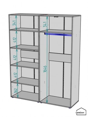 Шкаф Linnea MHR-4-1 2050х1600х510 (Белый-М 11.1.2) в Краснокамске - krasnokamsk.ok-mebel.com | фото 3