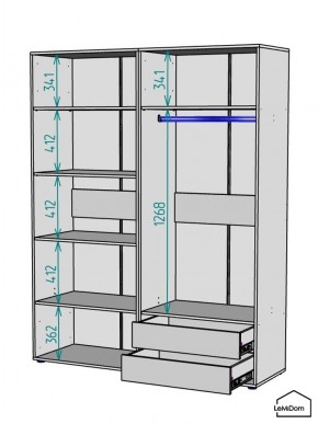 Шкаф Linnea MHR-4PO-2 2050х1600х510 (Белый-М 11.1.2) в Краснокамске - krasnokamsk.ok-mebel.com | фото 3