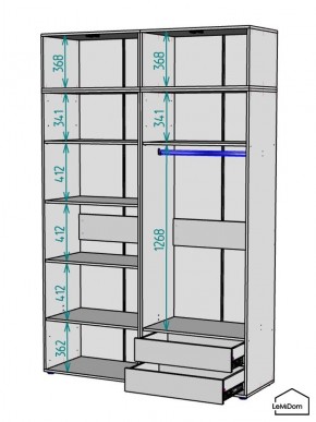 Шкаф с антресолью Linnea MHR-4A-2 2450х1600х510 (Графит-М 11.1.25) в Краснокамске - krasnokamsk.ok-mebel.com | фото 3