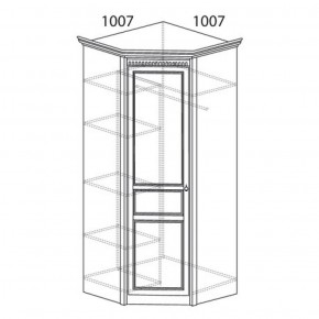 Шкаф угловой №183 "Лючия" Фасад зеркало (Угол 1007*1007) Дуб оксфорд в Краснокамске - krasnokamsk.ok-mebel.com | фото 2
