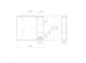 Шкаф-зеркало Cube 75 Эл. Правый Домино (DC5009HZ) в Краснокамске - krasnokamsk.ok-mebel.com | фото 3