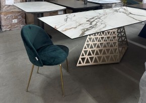 Стол ENNA 220 KL-188 Контрастный мрамор матовый, итальянская керамика/ каркас цвета шампань, ®DISAUR в Краснокамске - krasnokamsk.ok-mebel.com | фото 8