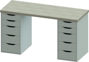 Стол письменный Ингар 2/55 140x75x55, дуб беленый/белый в Краснокамске - krasnokamsk.ok-mebel.com | фото 2