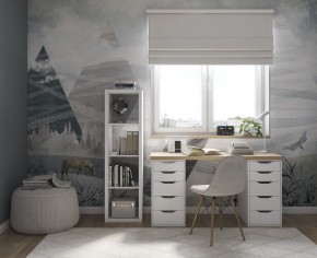 Стол письменный Ингар 2/55 140x75x55, дуб беленый/белый в Краснокамске - krasnokamsk.ok-mebel.com | фото 4