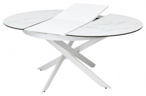 Стол TRENTO 120 HIGH GLOSS STATUARIO Белый мрамор глянцевый, керамика/ белый каркас, ®DISAUR в Краснокамске - krasnokamsk.ok-mebel.com | фото 5