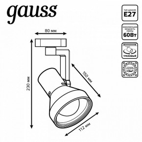 Светильник на штанге Gauss Track Light TR005 в Краснокамске - krasnokamsk.ok-mebel.com | фото 6