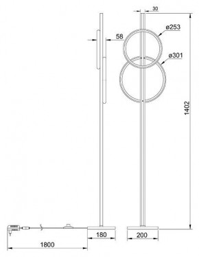 Торшер Arte Lamp Fluido A3913PN-24BK в Краснокамске - krasnokamsk.ok-mebel.com | фото 2