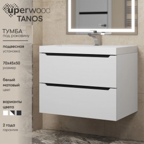 Тумба под раковину Uperwood Tanos 70 см, подвесная, белая/графит в Краснокамске - krasnokamsk.ok-mebel.com | фото 3
